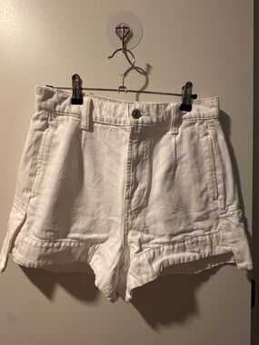 7 For All Mankind White Women's High-Rise Denim Shorts